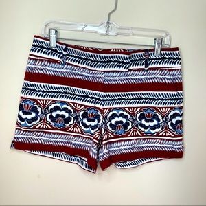 LOFT BURGUNDY BLUE FLORAL VINE FLAT FRONT CHINO CASUAL DRESS SHORTS SIZE 4